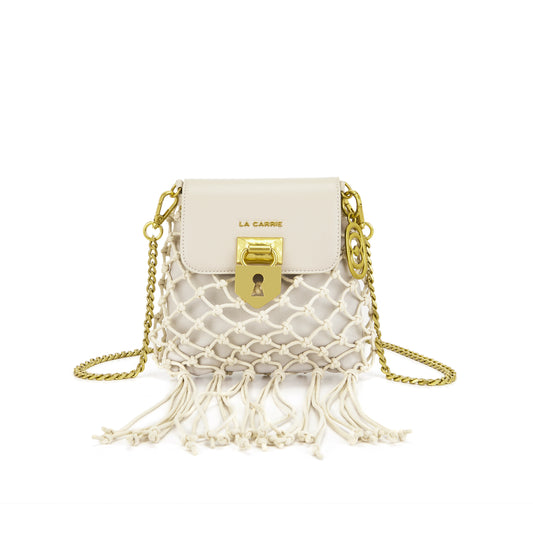 Borsa a spalla Fringe Ivory