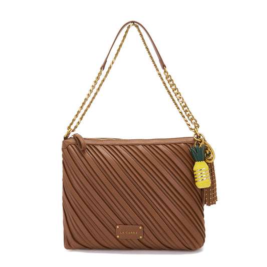 Borsa a spalla Plisse' Cuoio