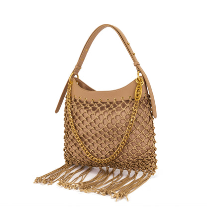 Borsa a spalla Fringe Beige - Immagine 2