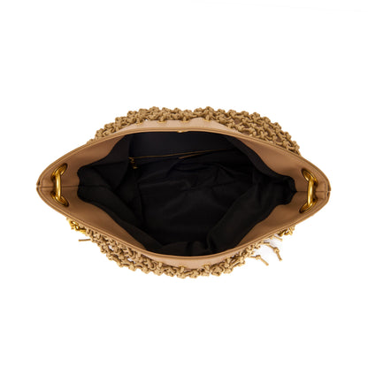 Borsa a spalla Fringe Beige - Immagine 5