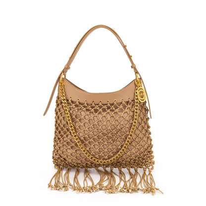 Borsa a spalla Fringe Beige - Immagine 6