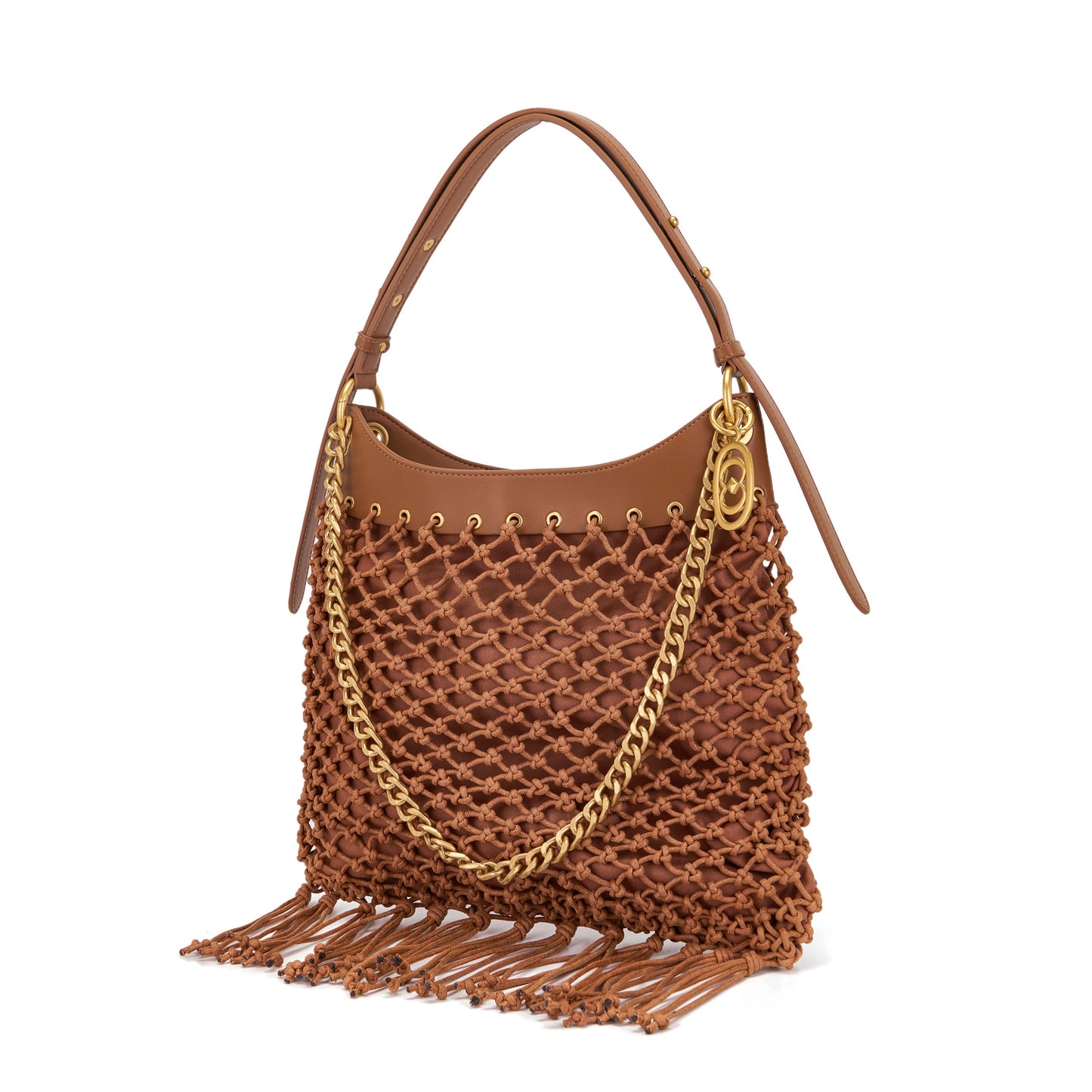 Borsa a spalla Fringe Cuoio - Immagine 2