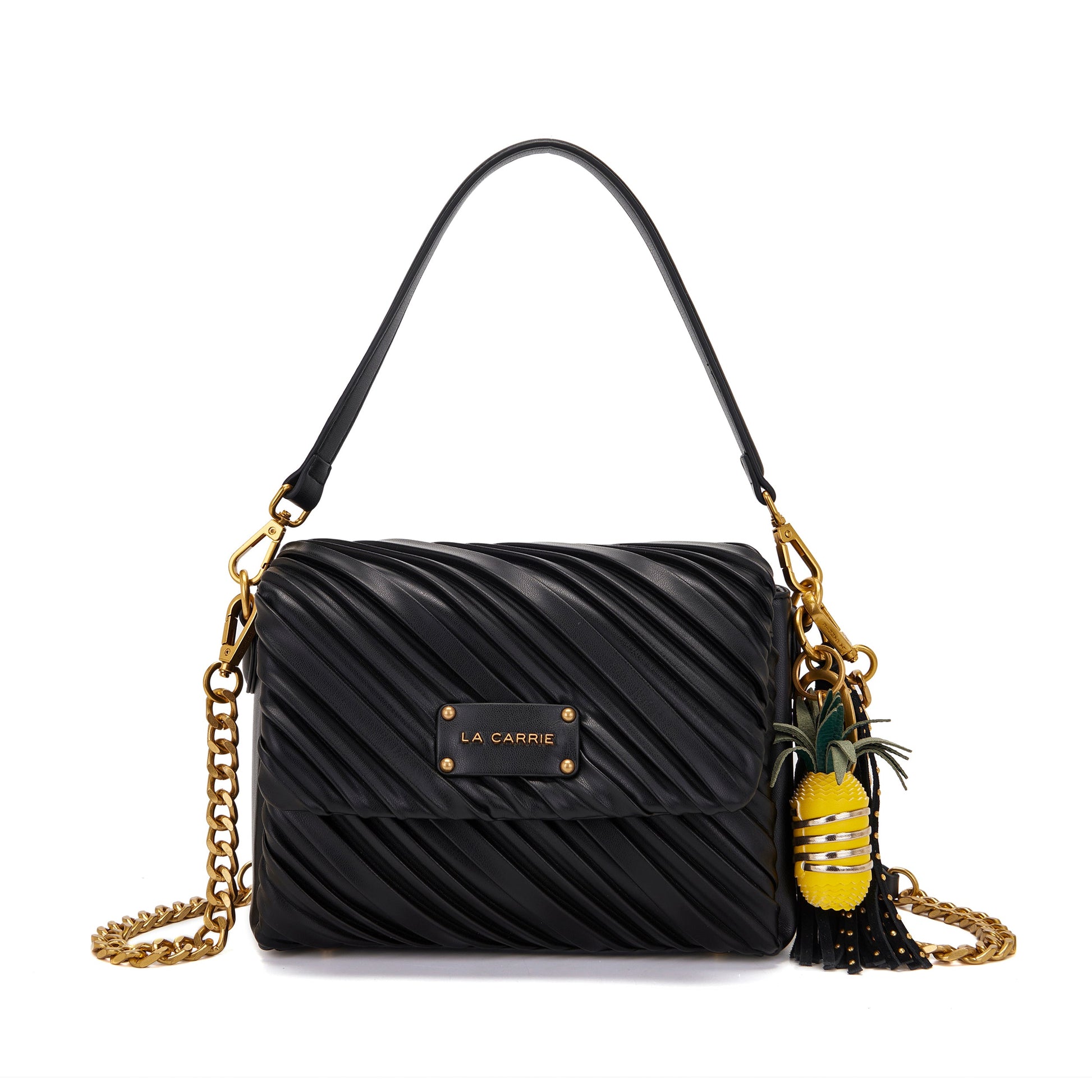 Borsa a spalla Plissè Black