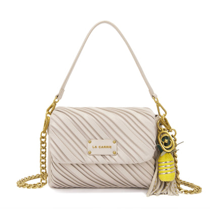 Borsa a spalla Plissè Ivory
