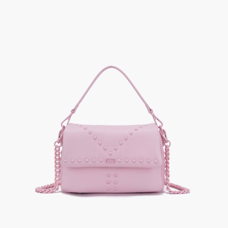 PINK HAND BAG IN TUMBLED LEATHER