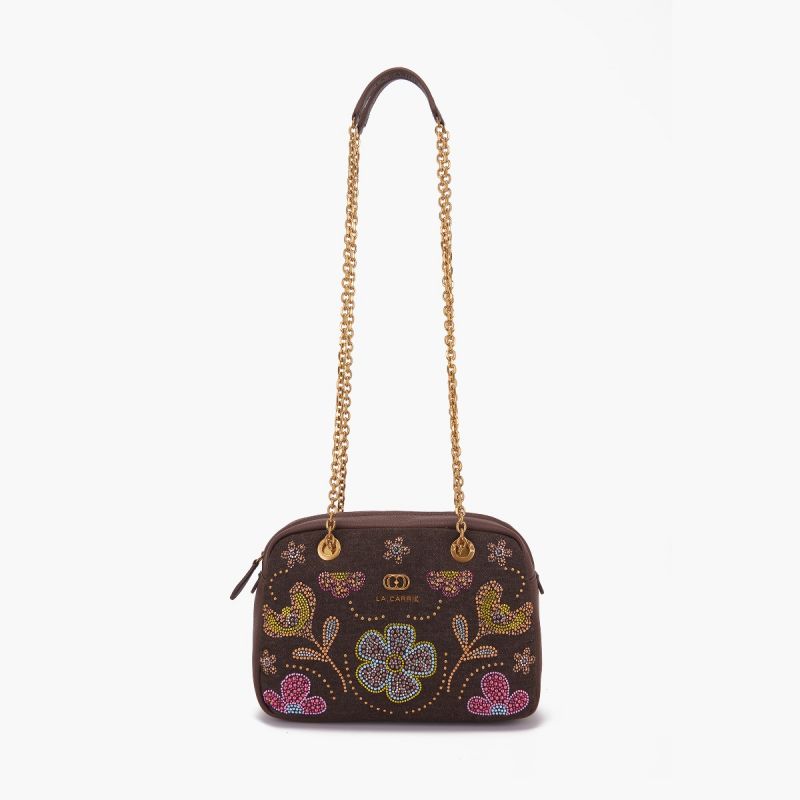 BORSA A SPALLA ROSES BROWN